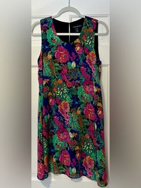 Anthropologie Tribal Femme Fully Lined Vibrant Floral Dress Small Knee length